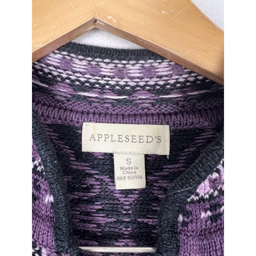Appleseed's Sweater Womens Small Fair Isle Zip Knit Wool Blend Floral Pullover - Picture 3 of 7